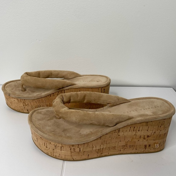 Veronica Beard Tan Wedge Platform Sandals worn once - Picture 4 of 9